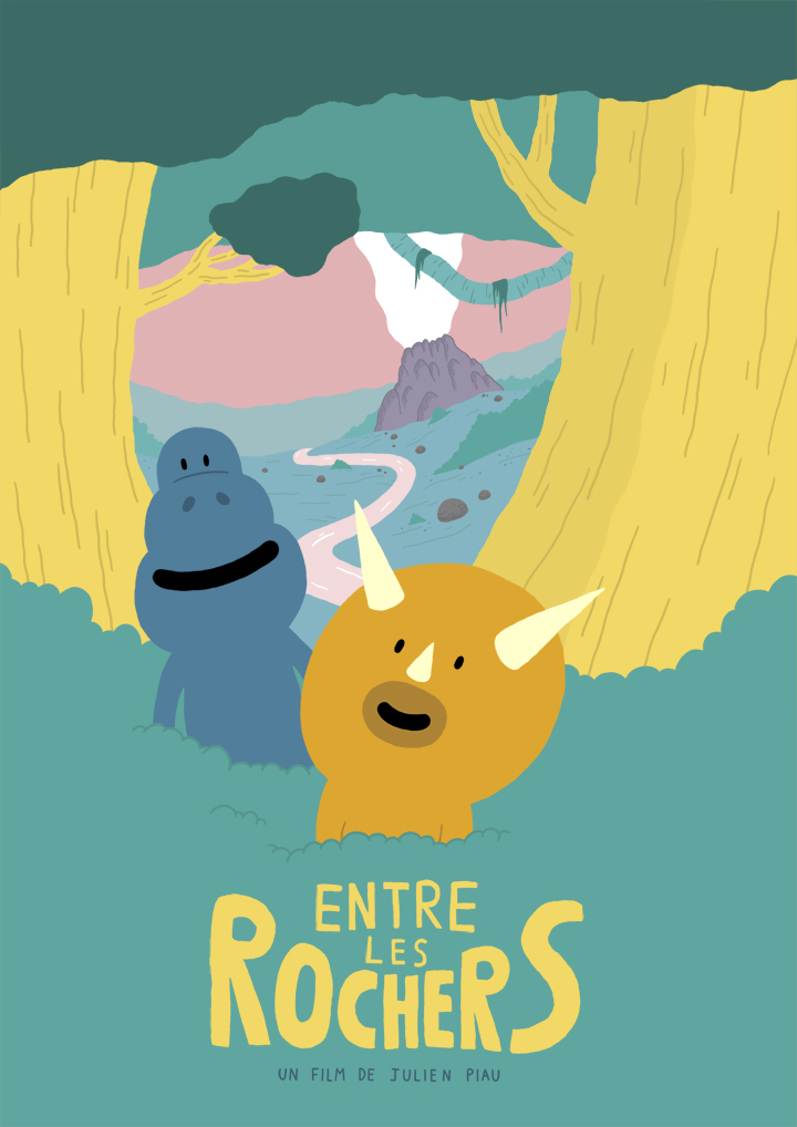 affiche entre les rochers